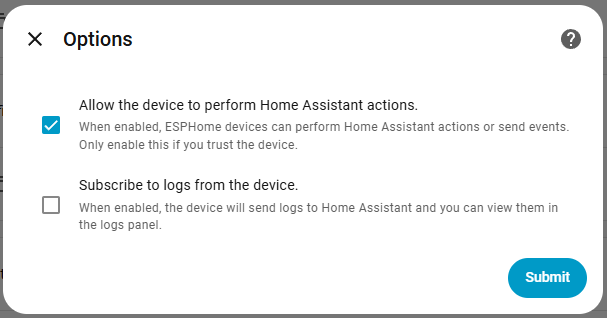 Allow the device to perform Home Assistant actions