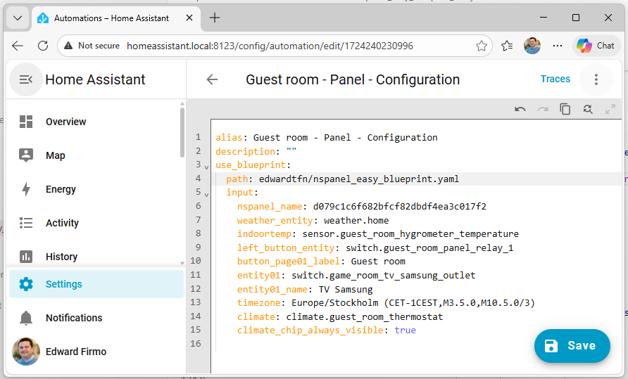 Automation YAML with the new Blueprint path